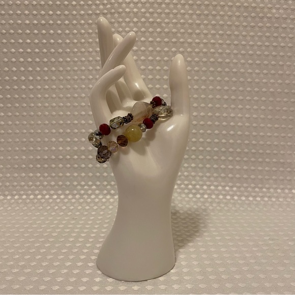 unbranded Jewelry - FREE WITH $30 PURCHASE! Boho Layered Crystal & Stone Bracelet Reds Browns #203